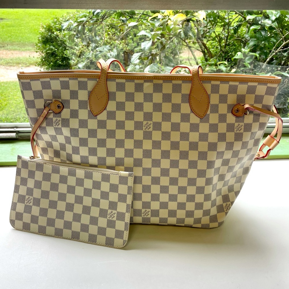 Louis Vuitton Neverfull MM Damier Azur w Pouchette